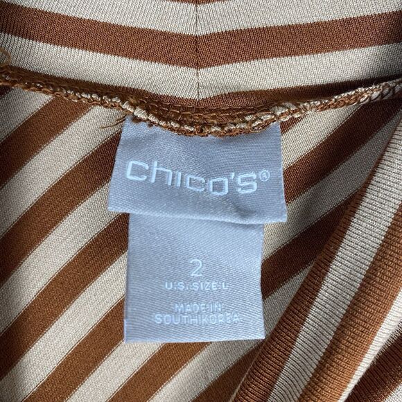Chicos Tunic Top Womens Sz 2/ Large Long Sleeve Stripe Casual Fall Winter - Picture 5 of 5